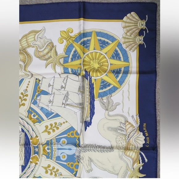 Hermes Blue and Gold Nautical Silk Scarf - Picture 3 of 12